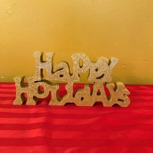 Gold Happy Holidays Christmas Sign
